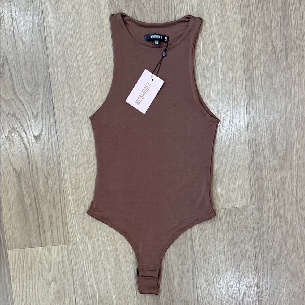 Missguided Brown High Neck Sleeveless Bodysuit Size 0